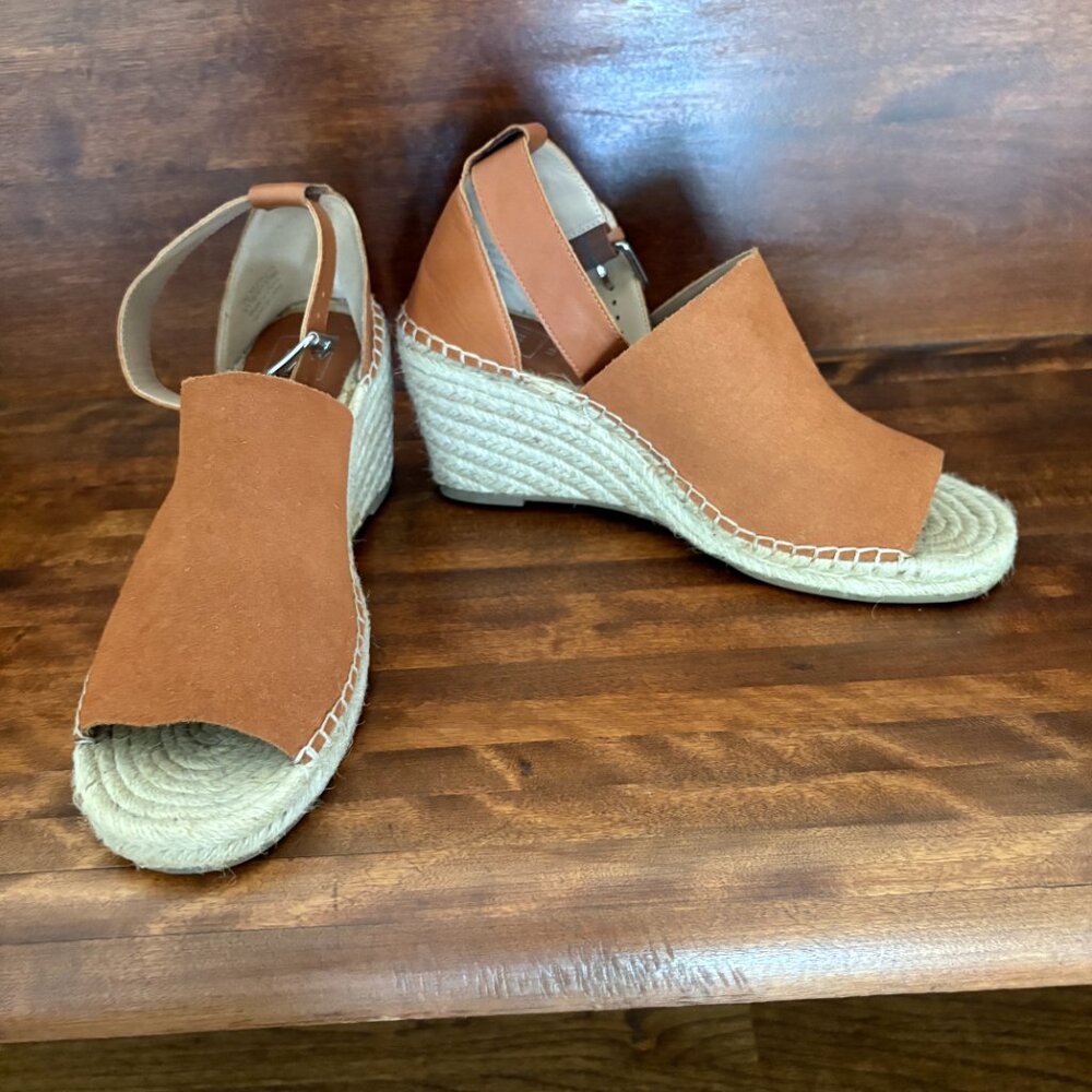GAP Espadrille Wedge Sandal Cognac Women's Ankle Strap Mediterranean Chic 9.5